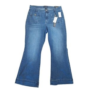 Nanette Lepore High Rise Bootcut Jeans Bell Flare Blue Long Hem Womens 16 W